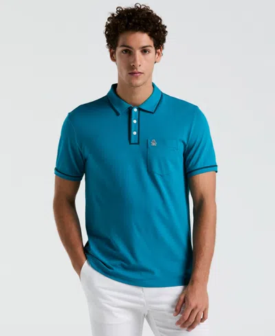 Original Penguin Men's Earl Pique Polo Shirt In Mosaic Blue