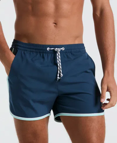 Original Penguin Men's Earl Tipped Swim Shorts In Blue Wing Teal