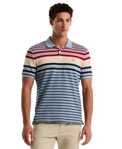 Original Penguin Men's Engineered Stripe Polo Shirt In Blue