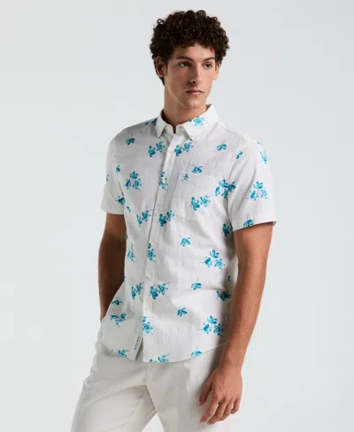Original Penguin Men's Floral Print Button-down Shirt In Bright White