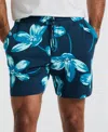 Original Penguin Floral Cotton French Terry Shorts In Blue Wing Teal