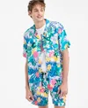 Original Penguin Mens Floral Shirt Shorts Graphic T Shirt In Blue