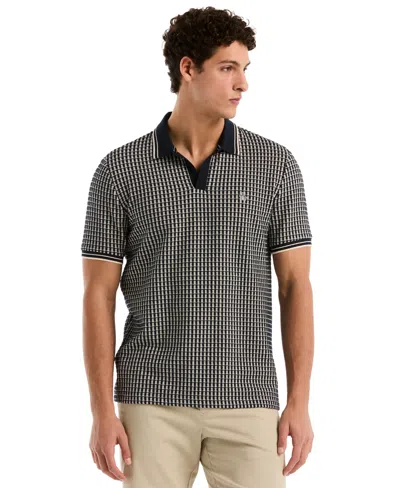 Original Penguin Men's Jacquard Polo Shirt In Black