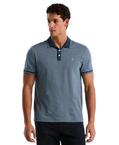 Original Penguin Men's Jacquard Wave Polo Shirt In Blue