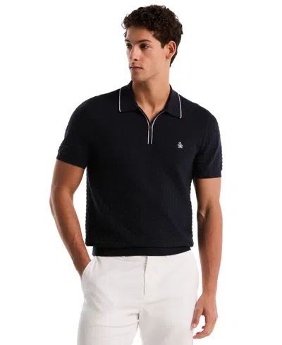 Original Penguin Men's Links Stitch Slim-fit Polo Sweater In Brown