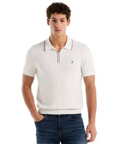 Original Penguin Men's Links Stitch Slim-fit Polo Sweater In White