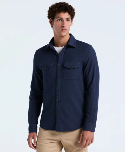 Original Penguin Men's Long Sleeve Double Cloth Overshirt In Blue