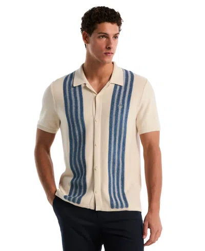 Original Penguin Men's Plush Vertical Stripe Shirt In Brown