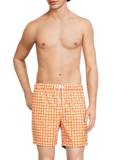 Original Penguin Men's Print Swim Shorts In Orange