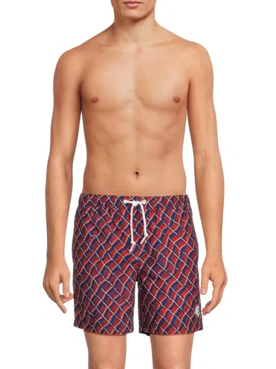 Original Penguin Men's Print Swim Shorts In Red Blue