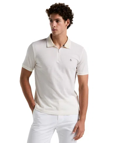 ORIGINAL PENGUIN MEN'S QUARTER-ZIP JACQUARD POLO SHIRT