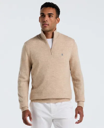Original Penguin Men's Quarter-zip Slim-fit Sweater In Brown
