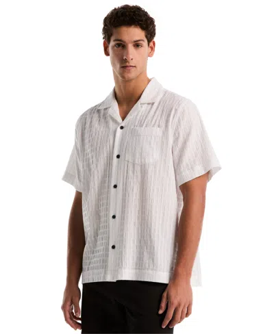 Original Penguin Men's Seersucker Camp Shirt In White