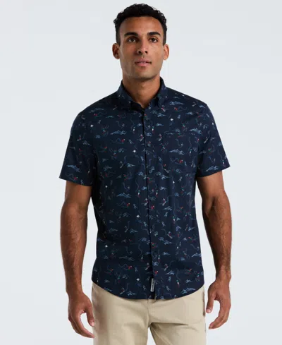 Original Penguin Men's Short Sleeve All-over Print Skiers Shirt In Blue