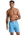 Original Penguin Men's Slim-fit Allover Geometric Pattern 7" Volley Swimsuit In Crystal Blue