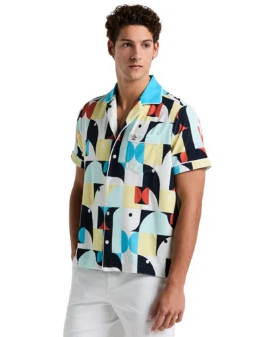ORIGINAL PENGUIN MEN'S SLIM-FIT CAMP COLLAR TERRY SHORT-SLEEVE SHIRT