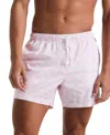 Original Penguin Men's Slim Fit Geo Palm Print Drawstring 5" Swim Trunks In Parfait Pink