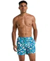 Original Penguin Men's Slim-fit Geometric Swim Trunks In Crystal Blue