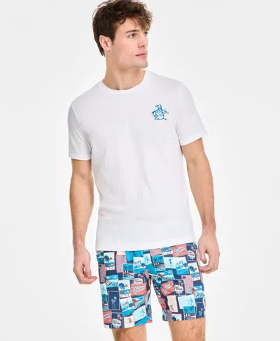 Original Penguin Men's Slim-fit Postcard Graphic T-shirt In Bright White