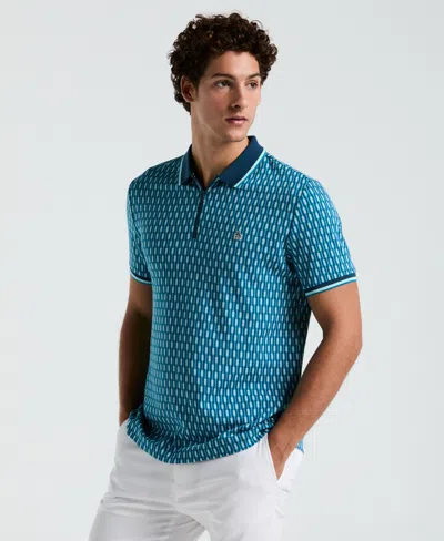 Original Penguin Men's Slim Fit Short Sleeve Tipped Jacquard Polo Shirt In Mosaic Blue