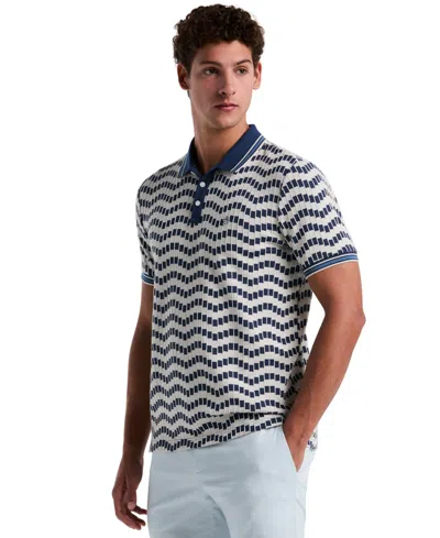 Original Penguin Men's Slim Fit Short Sleeve Zig Zag Textured Polo Shirt In Brown