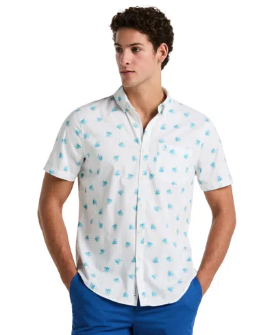 Original Penguin Men's Slim-fit Stretch Allover Print Agave Short Sleeve Shirt