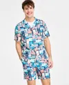 Original Penguin All Over Print Postcard Camp Shirt In Multi