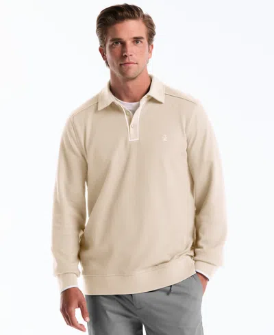 Original Penguin Men's Slim-fit Waffle Knit Polo Sweater In Brown