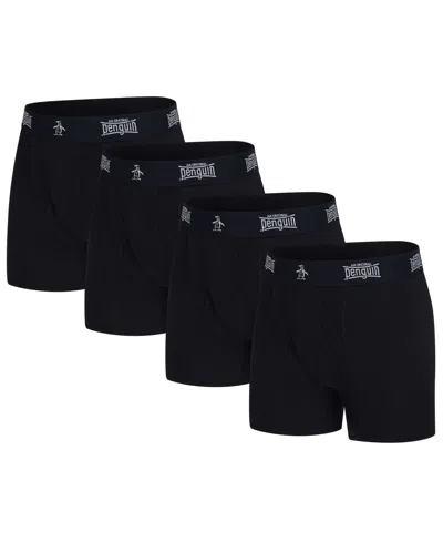 Original Penguin Men's Supersoft Contour Boxer Briefs, 4-pack In Black