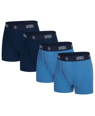 Original Penguin Men's Supersoft Contour Boxer Briefs, 4-pack In Blue