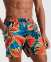 Original Penguin Men's Tropical Leaf Swim Shorts In Mosaic Blue
