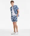 Original Penguin 5 All Over Print Monstera Swim Trunk In Blue