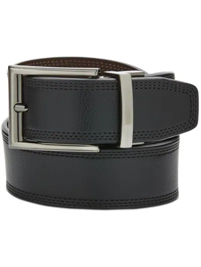 Original Penguin Mens Bonded Leather Stitched Dress Belt In Black