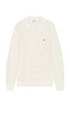 Original Penguin Mesh Long Sleeve Polo In Ivory