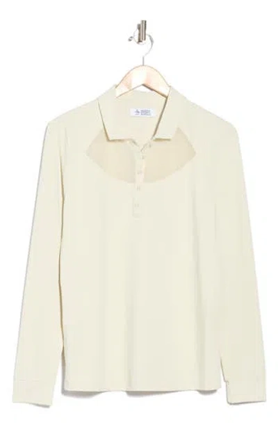 Original Penguin Mesh Yoke Performance Long Sleeve Polo In Neutral