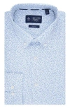 Original Penguin Micro Floral Print Slim Fit Dress Shirt In Blue