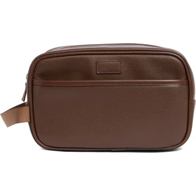 Original Penguin Milled Top Zip Dopp Kit In Brown