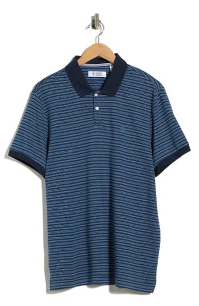 Original Penguin Mini Cotton Jacquard Polo In 413 Dark Sapphire