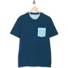Original Penguin Mini Floral Pocket Cotton Jersey T-shirt In Blue Wing Teal