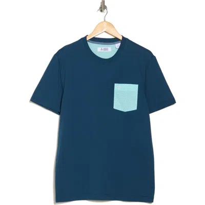 Original Penguin Mini Floral Pocket Cotton Jersey T-shirt In Blue Wing Teal