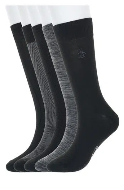 Original Penguin Mixed Texture 5-pack Socks In Black