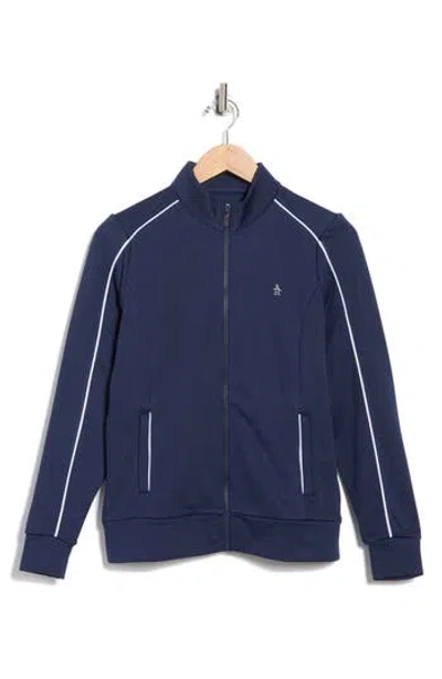 Original Penguin Mock Neck Full Zip Jacket In Blue