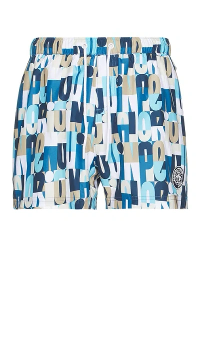 Original Penguin Multi Color Logo Swim Short In Vallarta Blue