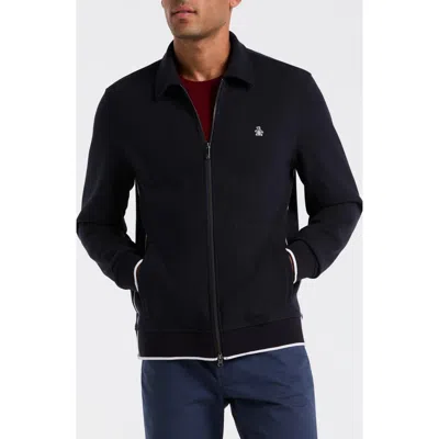 Original Penguin Novelty Piped Knit Track Top In Black