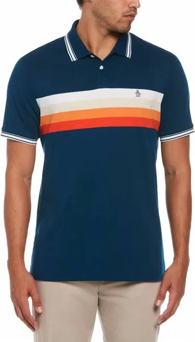 Original Penguin Organic Cotton Stripe Polo - Plus In Limoges In Multi