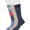 Original Penguin Owens Dot Assorted 3-pack Crew Socks In Multi