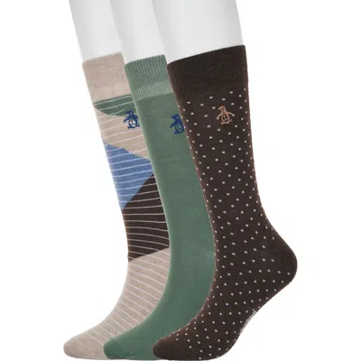 Original Penguin Owens Dot Assorted 3-pack Crew Socks In Multi