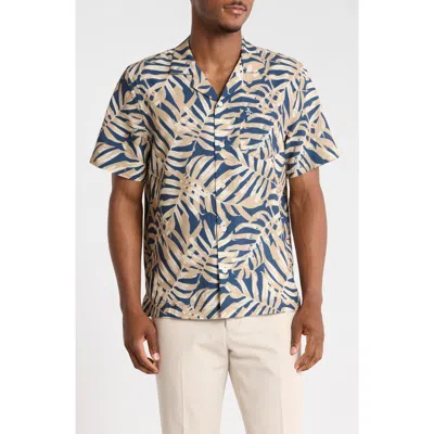 Original Penguin Palm Leaf Print Seersucker Camp Shirt In Green