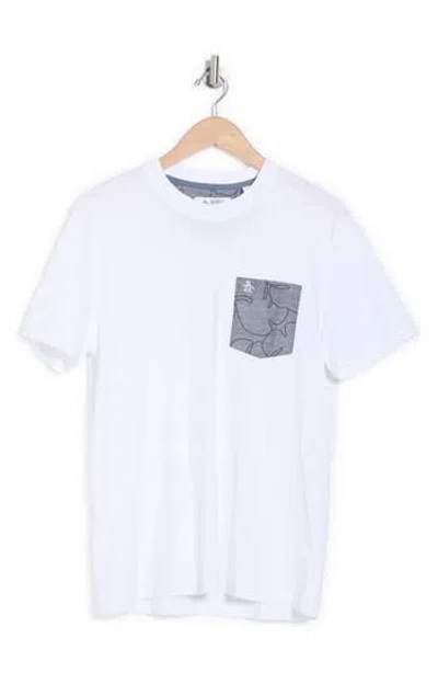 Original Penguin Palm Pocket Cotton Jersey T-shirt In Bright White