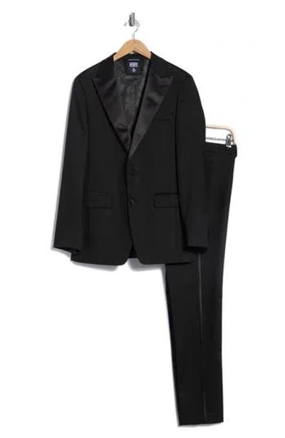 Original Penguin Peak Lapel Satin Trim Tuxedo In Black